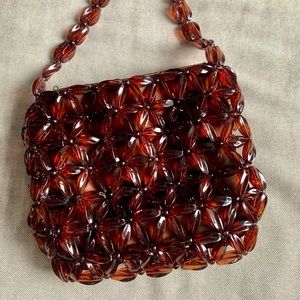 Brown handmade beaded handbag